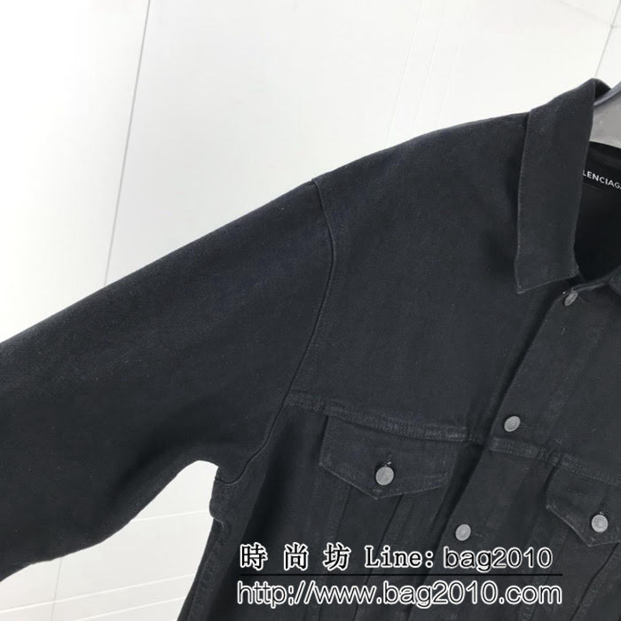 BALENCIAGA巴黎世家 18FW新款 後背彩虹旗子 黑色牛仔外套 男女同款 ydi1613